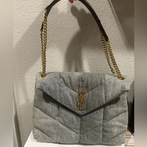 YSL Denim Puffer Shoulder Bag